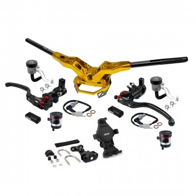 RPD Package Handlebar Excite & Master Brake Pump Genesis & Brake Fluid Tank Quantum 40mm & Phone Holder Spyder