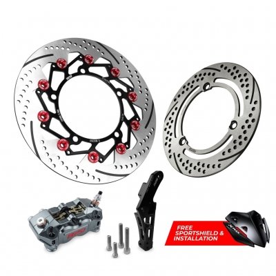 RPD Package Caliper Genesis Radial 4P Disc Rotor Tornado 298mm & Rear Tornado 245mm with Bracket for X-Max (B74)