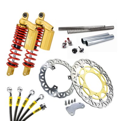 TDR Package Full Braking & Handling for X-Max (B74) - , Brake Hose 1st Gen, TDR Disc Rotor N-Spec, YSS Front Fork & Twin Shock G-Series